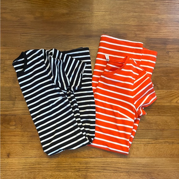 Bundle *** Old Navy Black and White Stripe Dress and orange and white dress - Picture 1 of 6